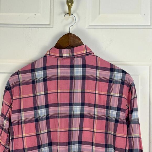 Lauren Ralph Lauren pink plaid tunic length button down shirt dress size Small - Picture 7 of 8